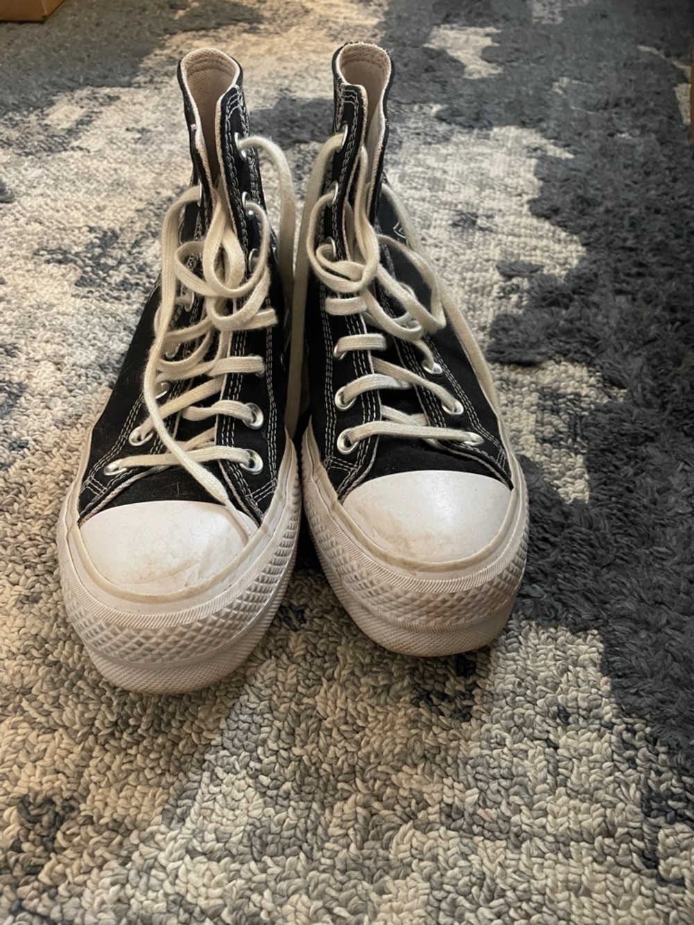 Converse Black and White High-Top Platform Sneakers